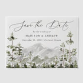 Rustic Berg Evergroen Bos Save the Date Vellum Uitnodigingen (Voorkant)