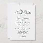 Rustic Berg Watercolor Bruiloft Kaart (Voorkant)