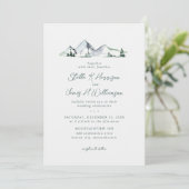 Rustic Berg Watercolor Bruiloft Kaart (Staand voorkant)