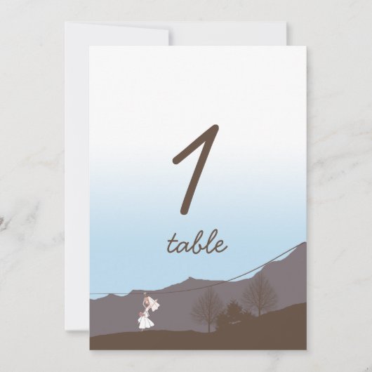 Rustic Berg Zipline Tafel Nummer Kaart (Voorkant)