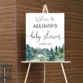 Rustic bergbos babyshower welkomstbord poster