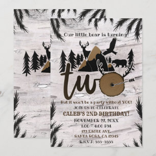 Rustic Berk Outdoor Wilderness TWO 2de verjaardag Kaart
