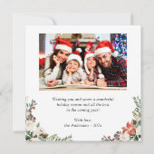 Rustic Berries Floral Merry Kerstfotoplein Feestdagenkaart (Achterkant)