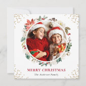 Rustic Berries Floral Merry Kerstfotoplein Feestdagenkaart (Voorkant)