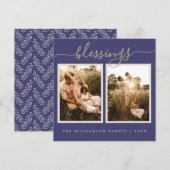 Rustic Berries Sprig-kerstfotofeestkaart Feestdagenkaart (Voorkant / Achterkant)