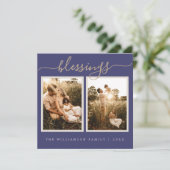 Rustic Berries Sprig-kerstfotofeestkaart Feestdagenkaart (Staand voorkant)