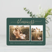 Rustic Berries Sprig-kerstfotofeestkaart Feestdagenkaart (Staand voorkant)