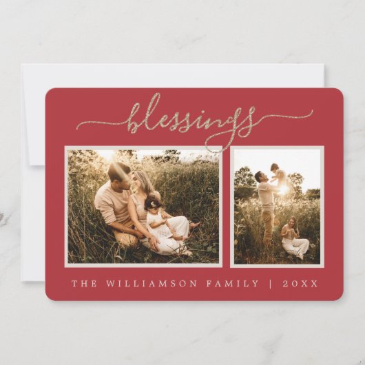 Rustic Berries Sprig-kerstfotofeestkaart Feestdagenkaart (Voorkant)