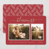 Rustic Berries Sprig-kerstfotofeestkaart Feestdagenkaart (Voorkant / Achterkant)