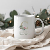 Rustic Berry Branch Initiaal en naam kerst Koffiemok