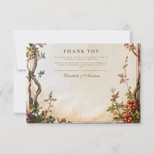 Rustic Berry Branch Wedding Bedankkaart (Voorkant)