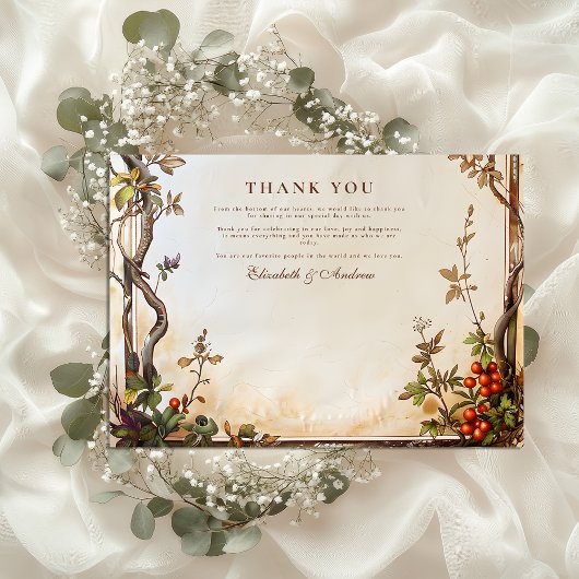 Rustic Berry Branch Wedding Bedankkaart