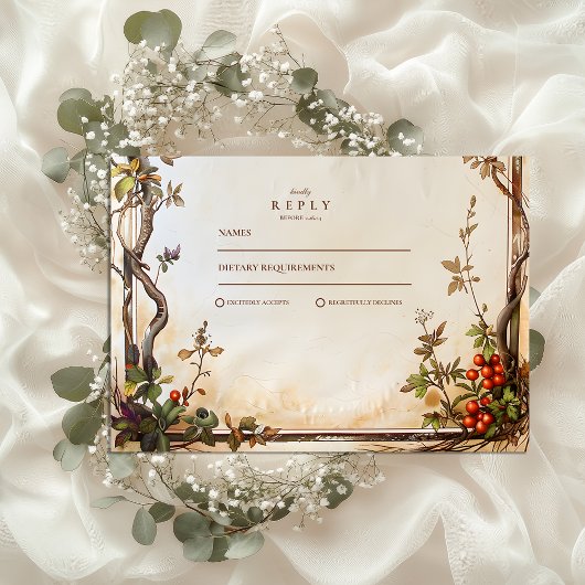 Rustic Berry Branch Wedding RSVP Kaartje