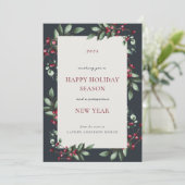 Rustic Berry Branch Zakelijke vakantie Kaart (Staand voorkant)