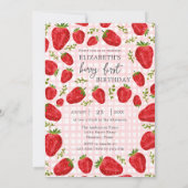 Rustic Berry eerste rode aardbei 1e verjaardag Kaart (Achterkant)