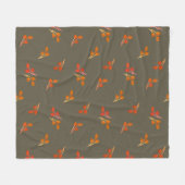 Rustic Berry Red Oranje Olive Green Fleece Deken (Voorkant (Horizontaal))