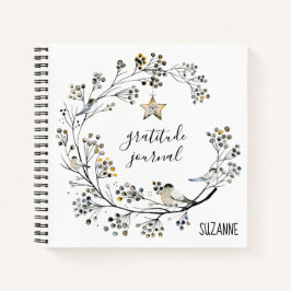 Rustic Berry Wreath Chickadees Gratitude Journal Notitieboek