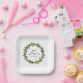 Rustic Berry Wreath Kerstvakantie Papieren Bordje (Feest)