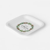 Rustic Berry Wreath Kerstvakantie Papieren Bordje (Gebogen)