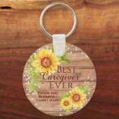 Rustic Best Caregiver Floral Sunflower Sleutelhanger (Voorkant)