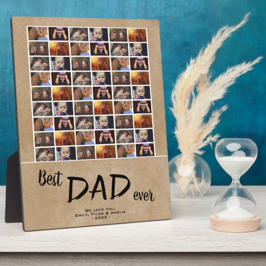 Rustic Best Dad 6 Foto Collage Family Foto Fotoplaat (Zijkant)