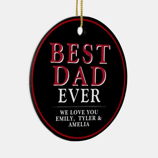 Rustic Best Dad Black Red Typografie Foto Keramisch Ornament (Rechts)