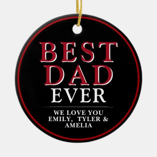 Rustic Best Dad Black Red Typografie Foto Keramisch Ornament (Voorkant)