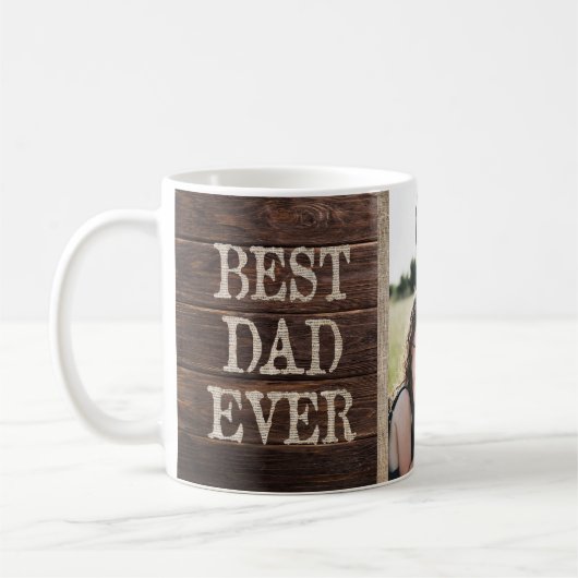 Rustic Best Dad Ever Custom Photo Vaderdag Koffiemok (Links)