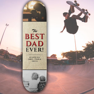 Rustic Best Dad ever Father Day 2 Photo Collage Persoonlijk Skateboard