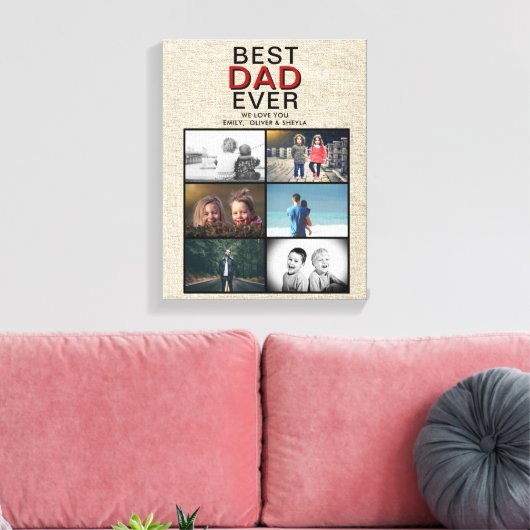 Rustic Best Dad ever Father Day 6 Photo Collage Canvas Afdruk (Insitu (Woonkamer))