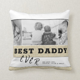 Rustic Best Dad ever Father Day Photo Collage Kussen