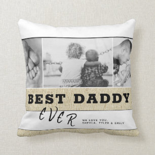 Rustic Best Dad ever Father Day Photo Collage Kussen