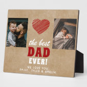 Rustic Best Dad Ever Red Heart 2 Foto Fotoplaat (Zijkant)