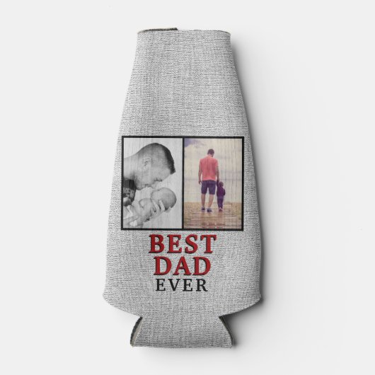 Rustic Best Dad Gray 2 Photo Collage Flesjeskoeler (Voorkant)