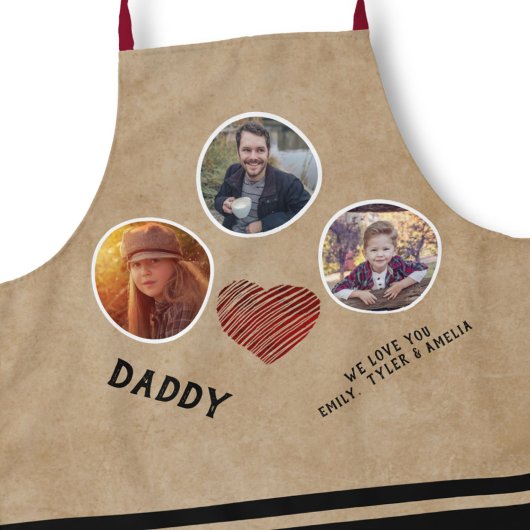 Rustic Best Dad Heart Father Day 3 Foto zwart Schort