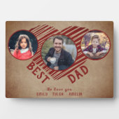 Rustic Best Dad Heart Father's Day 3 Photo Collage Fotoplaat (voorkant)