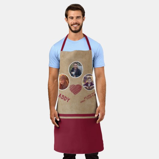 Rustic Best Dad Heart Father's Day 3 Photo Collage Schort (Gedragen)