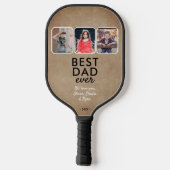 Rustic Best Dad Ooc 3 Kinder Photo Collage Pickleball Paddle (Achterkant)