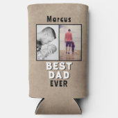 Rustic Best Dad's Day 2 Photo Collage Seltzer Blikjeskoeler (Voorkant)