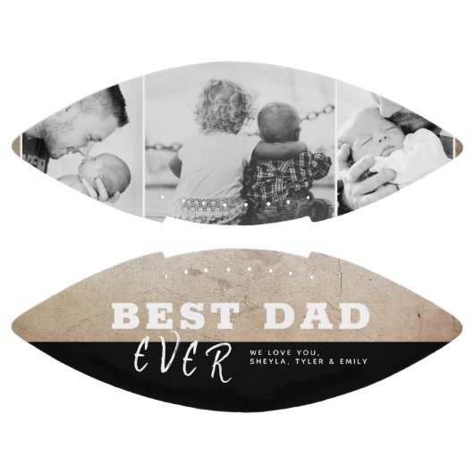 Rustic Best Dad's Day 3 Photo Collage American Football (Panelen)