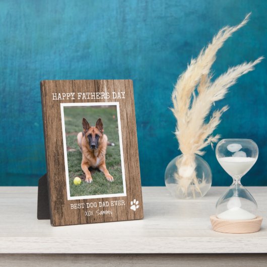 Rustic Best Dog Dad Ever Photo Vaderdag Fotoplaat (Zijkant)