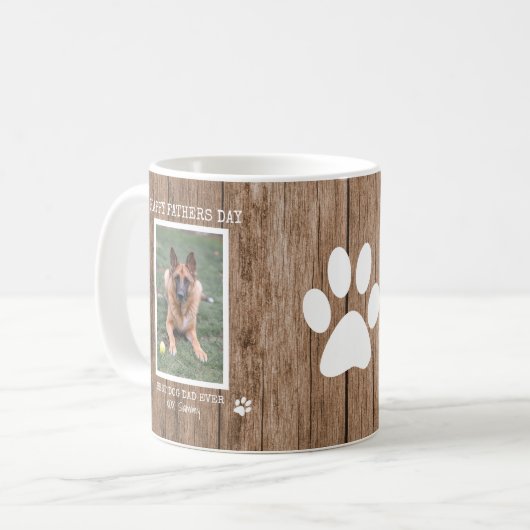 Rustic Best Dog Dad Ever Photo Vaderdag Koffiemok (Voorkant links)
