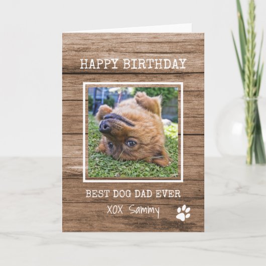Rustic Best Dog Dad Oog Photo Birthday Kaart (Voorkant)