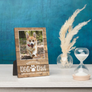 Rustic Best Dog Dad Photo Fathers Day Fotoplaat