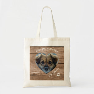 Rustic Best Dog Mam Ever Foto & Paw Print Tote Bag