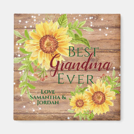 Rustic Best Grandma Ever Floral Sunflower Magneet