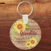 Rustic Best Grandma Ever Floral Sunflower Sleutelhanger (Voorkant)