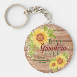 Rustic Best Grandma Ever Floral Sunflower Sleutelhanger