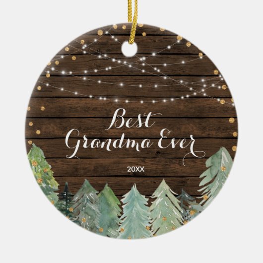 Rustic Best Grandma Ever Personalized Ornament (Voorkant)