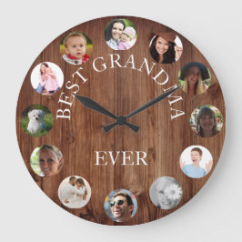 Rustic Best Grandma Ever Photo Collage Wood Grote Klok